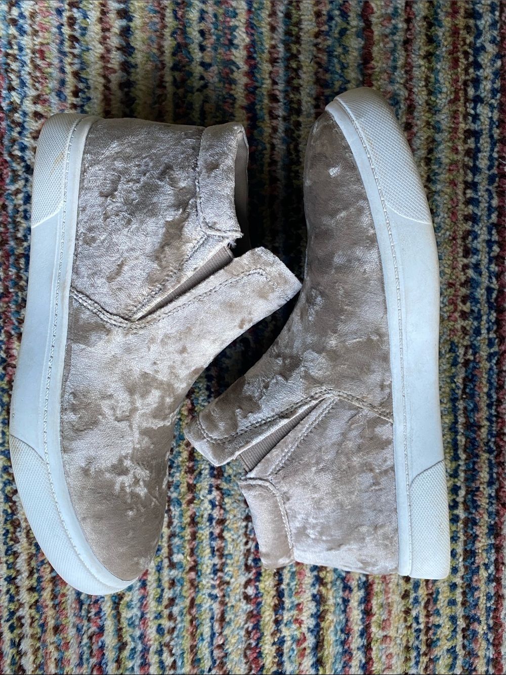 Fabletics Taupe Velvet Slip-On High-Top